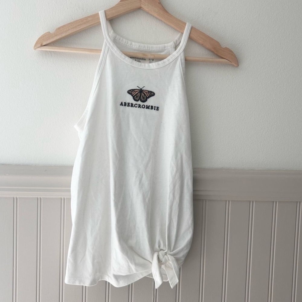Abercrombie Kids White Tank with Butterfly Accent Girls Size 12
